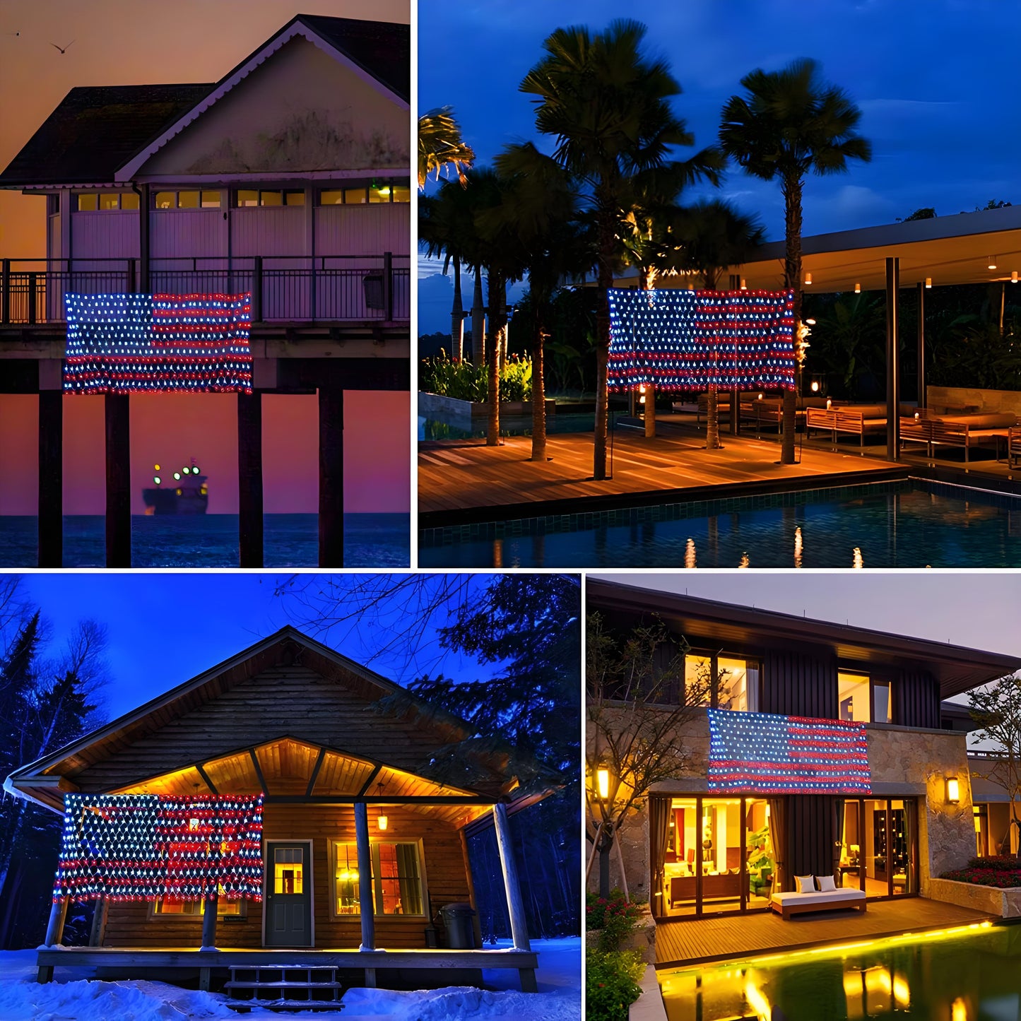 Waterproof LED American Flag Lights – Perfect for 4th of July, Memorial Day, Independence Day, Christmas, Garden, Yard, and Holiday Decorations