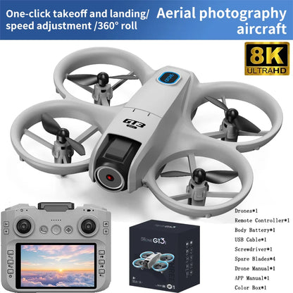 GT3 Drone 8K HD Dual Cameras 180° 5G WIFI GPS Brushless Motor FPV Obstacle Avoidance Foldable Quadcopter with Remote Control Toy