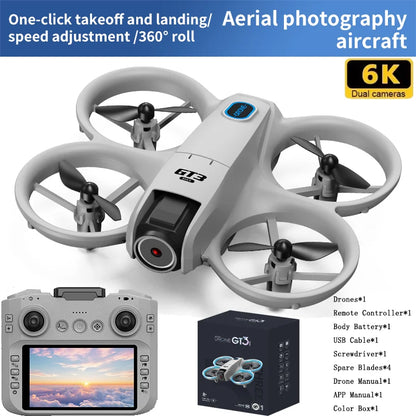 GT3 Drone 8K HD Dual Cameras 180° 5G WIFI GPS Brushless Motor FPV Obstacle Avoidance Foldable Quadcopter with Remote Control Toy