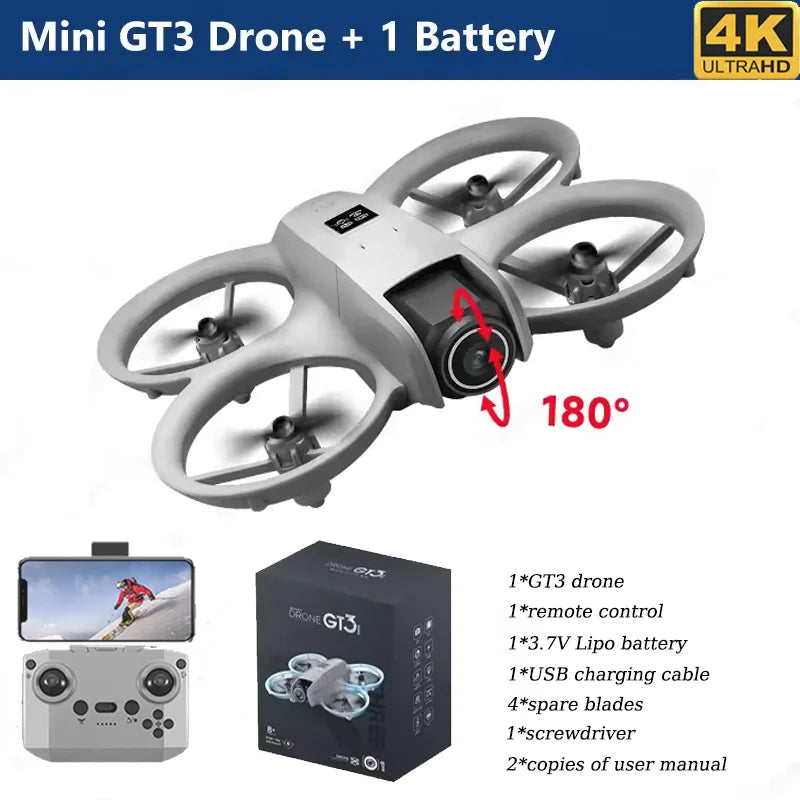GT3 Drone 8K HD Dual Cameras 180° 5G WIFI GPS Brushless Motor FPV Obstacle Avoidance Foldable Quadcopter with Remote Control Toy