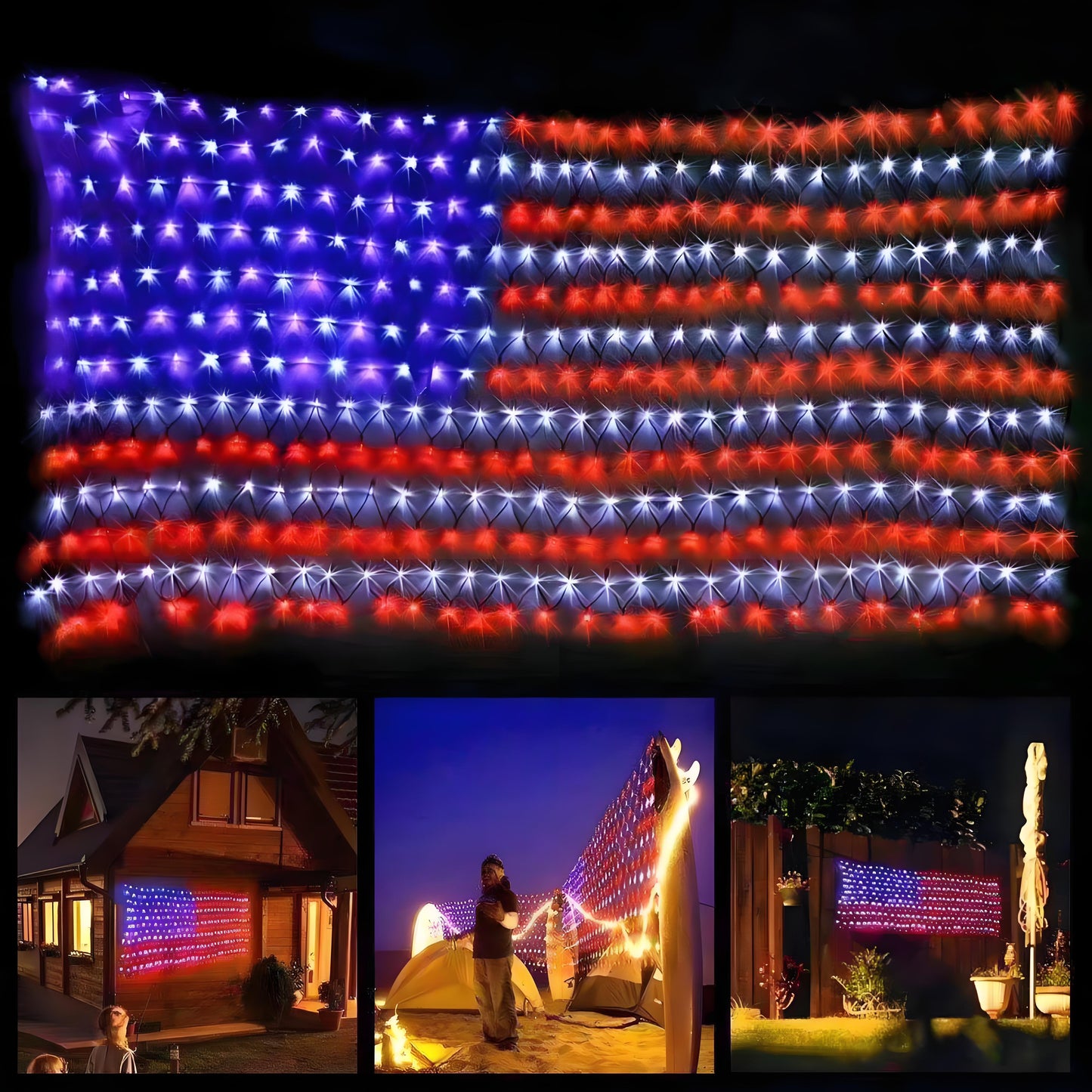 Waterproof LED American Flag Lights – Perfect for 4th of July, Memorial Day, Independence Day, Christmas, Garden, Yard, and Holiday Decorations