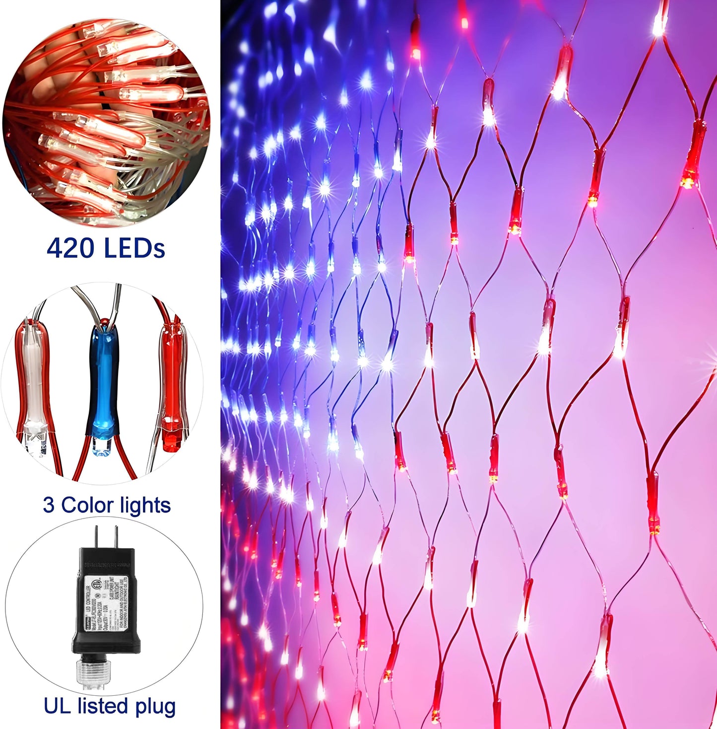 Waterproof LED American Flag Lights – Perfect for 4th of July, Memorial Day, Independence Day, Christmas, Garden, Yard, and Holiday Decorations