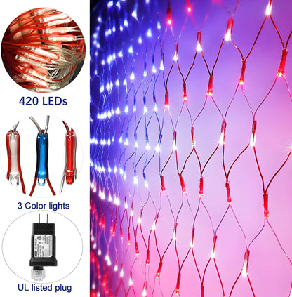 Waterproof LED American Flag Lights – Perfect for 4th of July, Memorial Day, Independence Day, Christmas, Garden, Yard, and Holiday Decorations